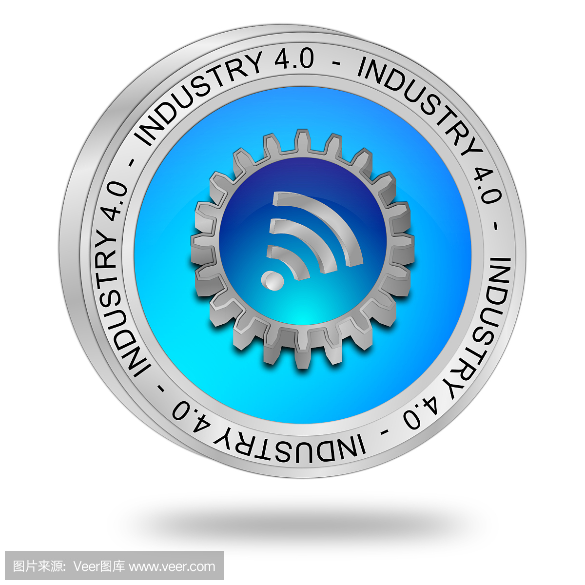 工业4.0按钮- 3D插图
